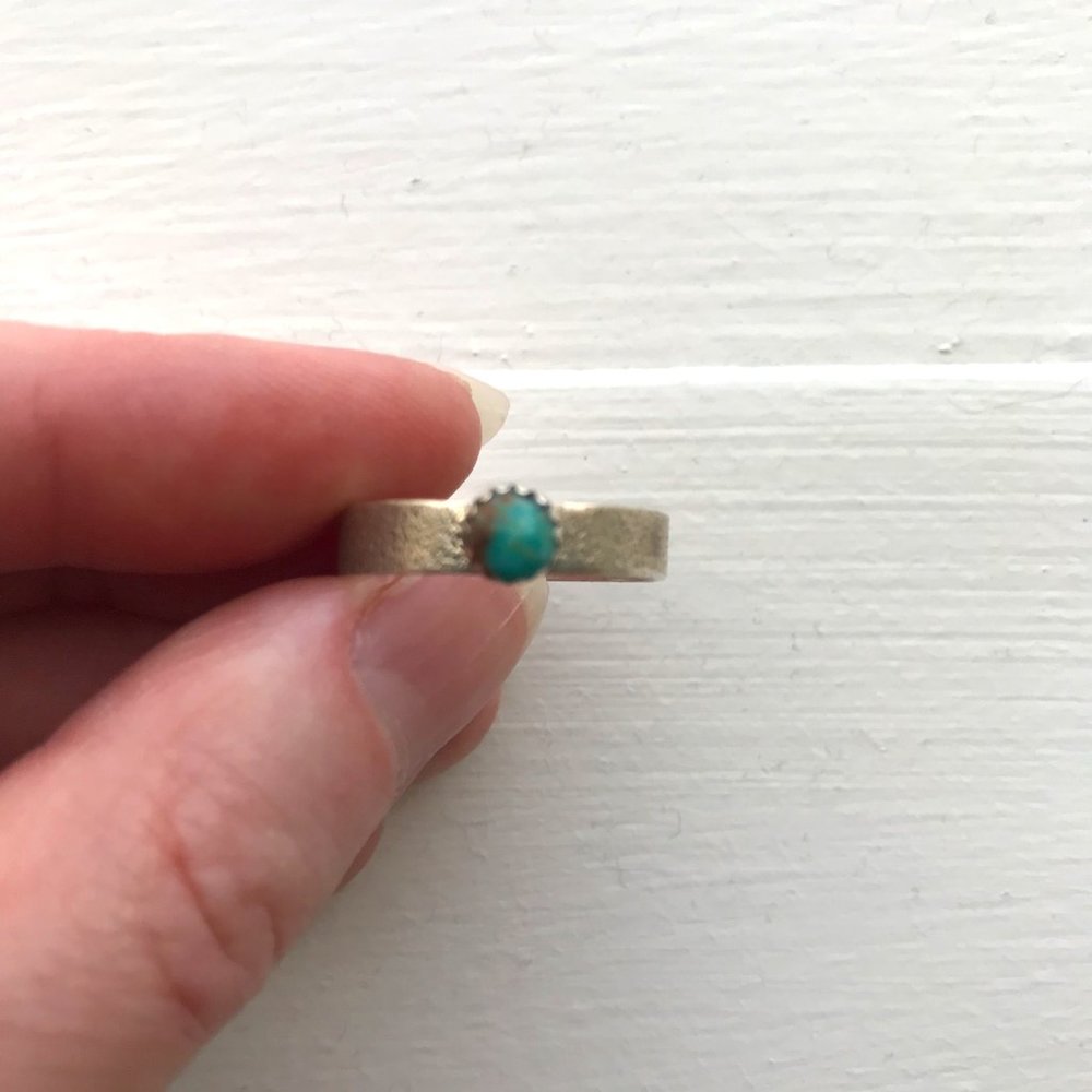 Santa Fe Market Handcrafted Turquoise Ring Size 7